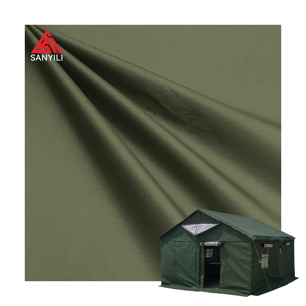 210T plaid flame retardant sturdy and durable solid color polyester fabric for outdoor tent