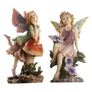 The Flower Fairy Sculpture Beautiful Statue The Fairy Dust Twins Garden Collection: Mushroom & Flower