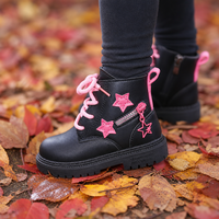 Bottes d'hiver chaudes pour enfants, style décontracté, doublées de coton, semelle souple, tige en polyuréthane, motif étoile pour petites filles