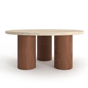 लकड़ी की लेग सेंटर कॉफी टेबल
