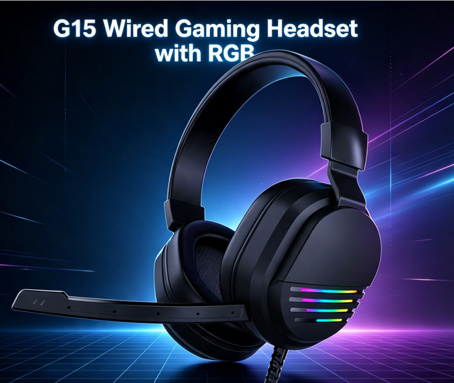 Over Ear Wired Gaming Headset with Immersive RGB & Stereo Gamer Headphone with Adjustable Headband & USB/3.5mm Siberia S-G15