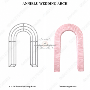 <span class=keywords><strong>Arche</strong></span> de mariage ANNIELU en spandex plissé crème en forme de U pour cérémonie de mariage, événement, fête, décoration de baby shower - Product Image 4