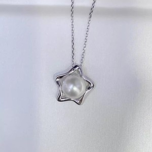 Colgante de Plata de Ley 925 31352DIY con Cuentas de 11-13 mm, Base Vacía para Collar con Pentagrama, Accesorios para Perlas, Dijes de Perlas DIY - Product Image 4