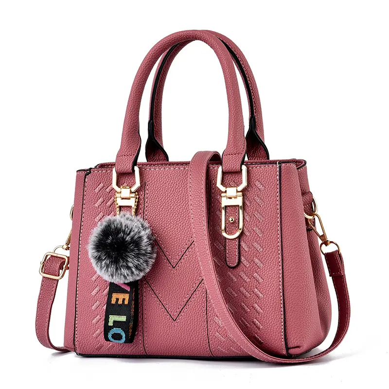 New trendy handbags large capacity hair ball pendant simple shoulder messenger bag fashion tote
