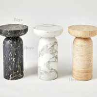 Petite table d'appoint ronde en marbre Emperador, table d'appoint personnalisée en marbre Emperador brun foncé