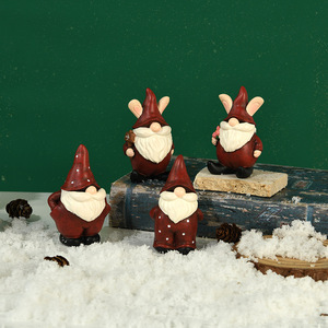 Petites décorations de Noël en résine chinoise, faites à la main, à pois, sur le thème des lutins, des nains et des elfes de Noël, pour le bureau - Product Image 5