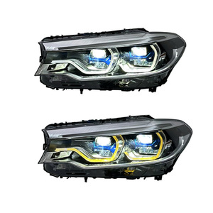 Phares LED pour BMW Série 5 G30 G38 2018-2021, Nouveaux, 6000K, Modifiés Jaune Blanc DRL, Feux de Croisement/Route - Product Image 1