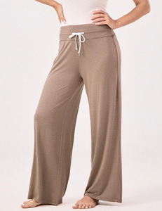 Conjunto de Pantalones de Salón de Fibra de Bambú para Mujer, Tejido Suave, Color Sólido, Largo Completo, Ropa de Dormir y de Casa, Venta al por Mayor, Listo para Enviar - Product Image 4