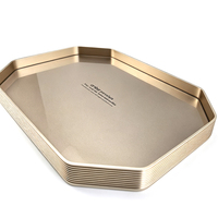 Plateau de service octogonal en aluminium anodisé doré, plateau décoratif en métal personnalisé pour le café, le thé, le stockage des aliments