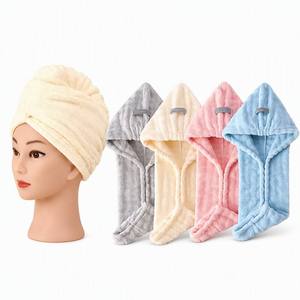 Toalla turbante de vellón coral de 11x28 pulgadas, de secado rápido, resistente al encrespamiento, tejido ampliado, antimicrobiana, para cabello seco, directa de fábrica - Product Image 1