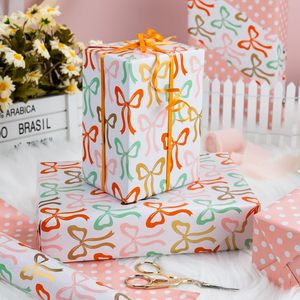 Burymento Bow Wrapping <b>Paper</b> <b>Roll</b> 17in x 32.8ft Reversible Gift <b>Wrap</b> for Birthday Valentine Mothers Day Graduation - Product Image 5