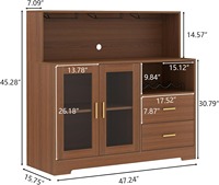 Buffet Bar à Café Moderne en Bois avec Éclairage LED et Porte Vitrée pour Salle à Manger et Salon – Vente en Gros