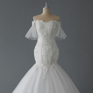 Robe sirène en dentelle blanche à la mode, robe de mariée - Product Image 2