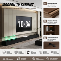 Mueble de TV de Panel de MDF Personalizado, Moderno y Ecológico para Sala de Estar, Diseño Compacto con Simulación de Llama Atomizada Integrada