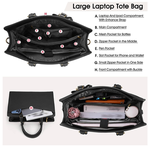 Sac à bandoulière en cuir PU noir pour <span class=keywords><strong>homme</strong></span> avec compartiment pour <span class=keywords><strong>ordinateur</strong></span> portable de grande capacité pour les voyages, le travail, les affaires, l'école - Product Image 5