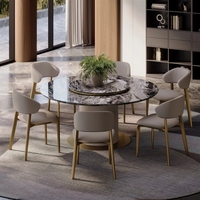 Chaise de salle à manger et de banquet ronde en acier inoxydable doré de haute qualité VL, style moderne pour hôtel, chaises en métal et en cuir