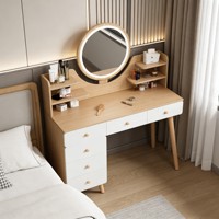 Coiffeuse moderne simple en bois avec miroir et rangement, facile à assembler, gain de place, pour chambre, école, appartement
