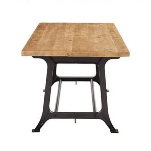 Bàn ăn gỗ hình chữ nhật kiểu dáng công nghiệp cổ điển thanh lịch, khung kim loại, mặt bàn gỗ tái chế, nội thất gia đình Ý PH2001 - Product Image 3