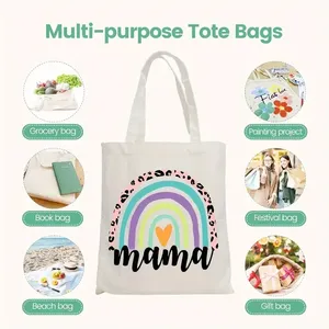 Sac fourre-tout en toile avec imprimé palmier bleu et lettres <span class=keywords><strong>Manhattan</strong></span> <span class=keywords><strong>Beach</strong></span> California, sac à main pour les trajets quotidiens, l'école, le travail, sac à bandoulière décontracté - Product Image 5