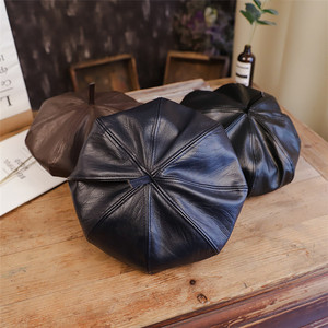 Factory Wholesale Custom French Pu Leather Hat <strong>Beret</strong> <strong>for</strong> <strong>Woman</strong> - Product Image 5