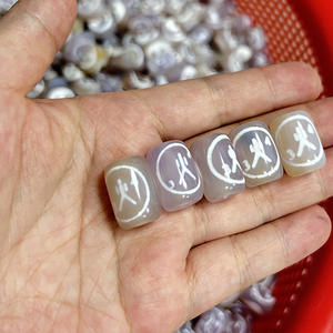 Cinco fuego viento madera oro tierra elemento grabado Blanco chino Fengshui tibetano Dzi cuentas - Product Image 5