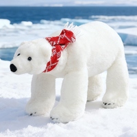 Peluche Ours Polaire Personnalisée Réaliste en Tissu Doux Effet Fourrure de Lapin avec Écharpe Mignonne – Idéale pour Soulager le Stress et les Cadeaux de Noël à la Maison