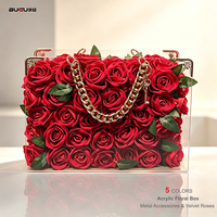 Boîte en acrylique personnalisée pour fleurs, boîte cadeau pour fleurs, Cajas De Flores, boîte à fleurs avec poignée et roses blanches, fleurs artificielles pour la Saint-Valentin