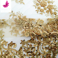 HY3072 Nouvelle dentelle brodée de haute qualité avec des paillettes et des perles pour tissu de robe de mariée