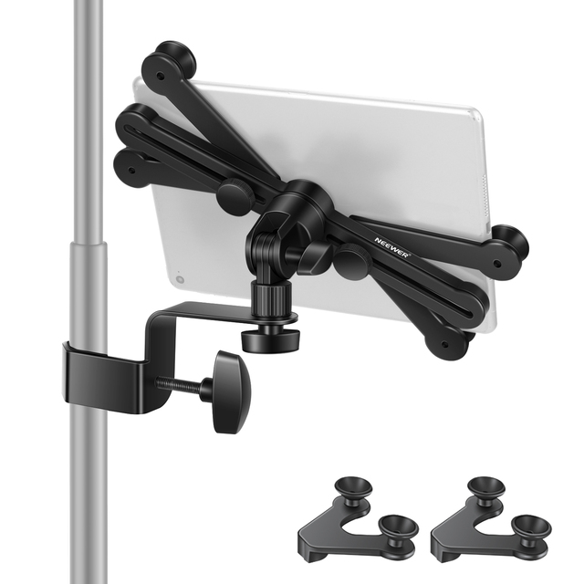 Neewer 7-14 Inches Adjustable Tablet Holder Mount and 360 Degree Swivel Clamp for Microphone Stand IPad,iPad Pro,iPad Air Google