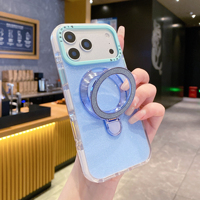 Coque Starlight à Finition Lisse avec Support pour iPhone 17, Dos Rigide en Acrylique, Accessoire de Luxe Scintillant pour iPhone 16 15