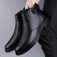 Sepatu Chelsea Kulit Sapi Pria, Model Tinggi dengan Ritsleting, Kulit Asli, Anti-Selip, Sol Datar Lembut (PU), Ukuran 38-46 untuk Musim Panas dan Dingin