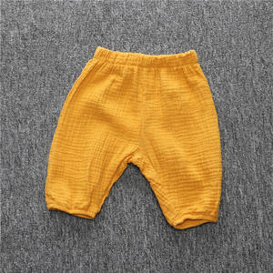 Contes d'enfants printemps été Style coréen anti-moustiques <span class=keywords><strong>coton</strong></span> froissé <span class=keywords><strong>gaze</strong></span> lanterne <span class=keywords><strong>pantalon</strong></span> pour garçons jambe large bébé à revers - Product Image 1