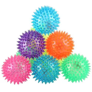 Factory Non-toxic Light up Spike Rubber Bouncing Ball custom lighting led spiky balls