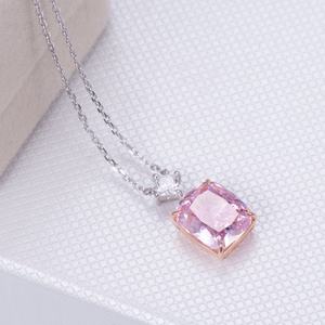 Collar Messi Jewelry MSN-658 con Diamante de Carbono Rosa de 5 Quilates, Circonita Cúbica, Corte Princesa, Colgante de Plata para Uso Diario - Product Image 3