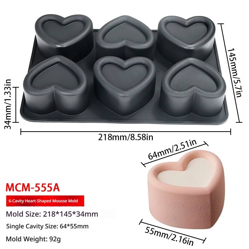 (6 coeurs concaves consécutifs 92g) mcm-555a noir