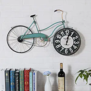 挂钟创意自行车大挂钟复古家居装饰配件现代新款挂表