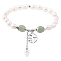Bracelet en jade Hetian avec perles, argent S925, perle d'eau douce naturelle pour filles, nouveau bracelet populaire pour petite amie 2024