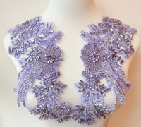 Appliques en dentelle faites à la main avec strass brillants, perles à coudre, paillettes et garnitures en pierre pour robe de mariée, 1 paire