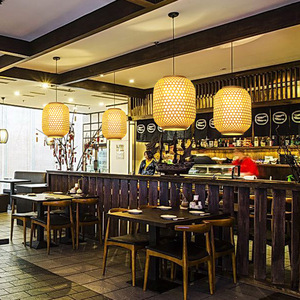 โคมไฟแขวนไม้ไผ่ทรงกลม E27 ไฟ LED สำหรับร้านอาหาร โรงแรม ทางเดิน แสงสว่างสไตล์จีน โคมไฟหวาย - Product Image 4