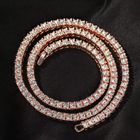 NL2021 Collier chaîne de tennis cristal Rhinestone alliage 5 MM largeur alliage meilleure vente plaqué or pour hommes et femmes