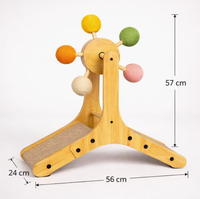 Griffoir rotatif pour chat en bois - Jouet interactif en bambou pour chat, pour chats d'intérieur, chatons et petits animaux