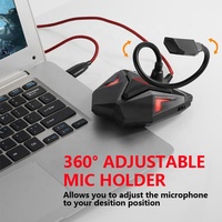 G55 USB Kondenser Oyun Mikrofonu, Bilgisayar Konferansı Akıllı Telefonları için Kablolu Esnek Boyunlu, Gürültü Önleyici LED Işıklı