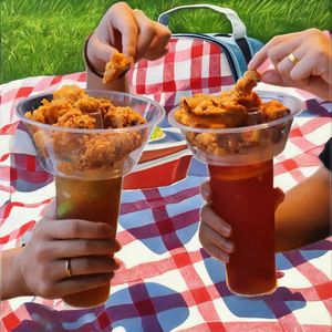Gobelet en plastique transparent PP à paroi simple de qualité alimentaire Aijie avec logo personnalisé, 16 oz et 24 oz, bol 2-en-1 pour collation/plat chaud/jus, 90 mm - Product Image 2