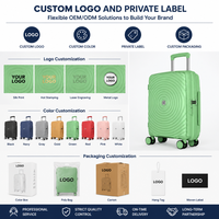 Sacs de voyage rigides en PP vert menthe, ensemble emboîtable, texture ondulée, avec poignée de transport, pour marque privée et assortiment de vente au détail