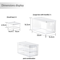 Nouveau ménage cuisine bac de rangement organisateur en plastique avec poignée couvercle retour à l'école agrafe-empilable réfrigérateur bac de rangement