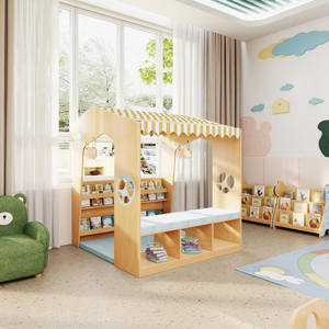 เฟอร์นิเจอร์ไม้สำหรับเด็ก ชั้นวางของในห้องเรียนอนุบาล ตู้เก็บของเล่น - Product Image 2