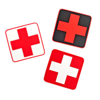 Logo 3D personnalisé PVC souple patch médical en caoutchouc de la Croix de sauvetage infirmier insigne avec crochet et boucle