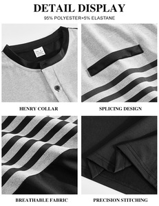 Nouveau T-shirt décontracté slim pour homme été 2025 – T-shirt tricoté tendance à boutons sur la poitrine, imprimé rayé, manches longues, coloré - Product Image 6