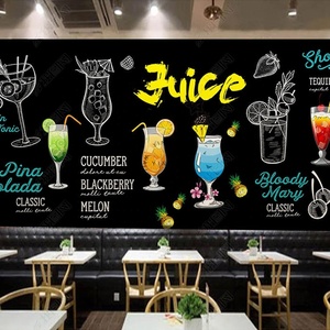 Dessiné à la main jus <span class=keywords><strong>tableau</strong></span> <span class=keywords><strong>noir</strong></span> décoration murale <span class=keywords><strong>fond</strong></span> pvc papier peint - Product Image 3