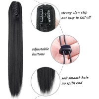 Extensions de cheveux synthétiques lisses de 20 pouces, résistantes à la chaleur, de haute qualité, avec pince à griffes pour queue de cheval
